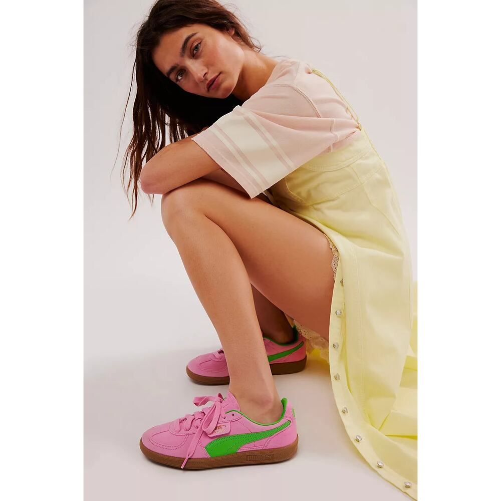 Puma Palmero pink green suede sneakers size 7